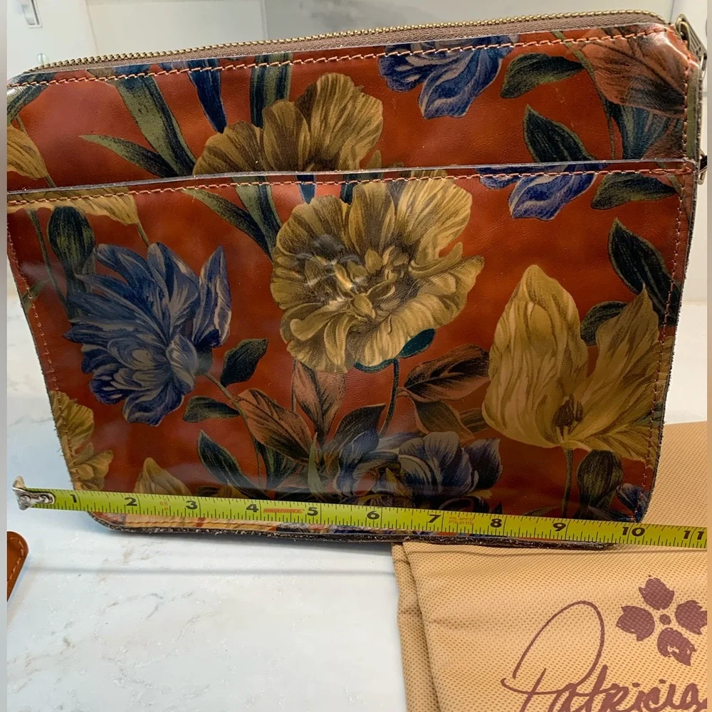 Patricia Nash Tan Floral Leather Enlightened Garden Larone Crossbody Bag - Picture 7 of 10